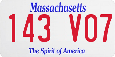 MA license plate 143VO7
