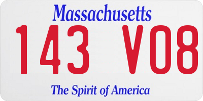 MA license plate 143VO8