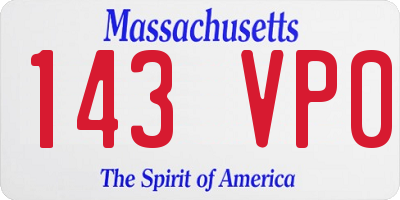 MA license plate 143VP0