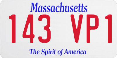 MA license plate 143VP1