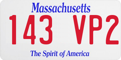 MA license plate 143VP2