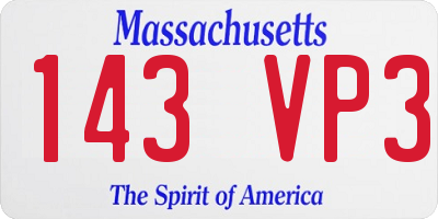 MA license plate 143VP3