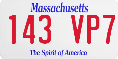 MA license plate 143VP7