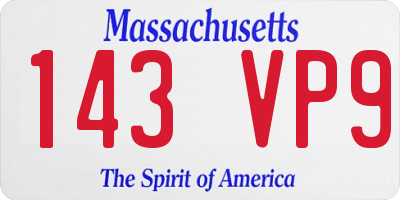 MA license plate 143VP9