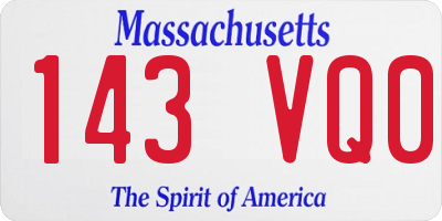 MA license plate 143VQ0