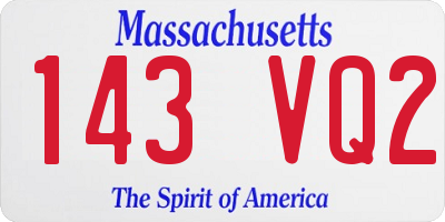 MA license plate 143VQ2