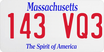 MA license plate 143VQ3