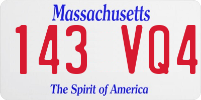 MA license plate 143VQ4