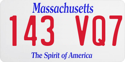 MA license plate 143VQ7