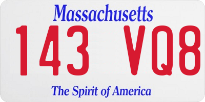 MA license plate 143VQ8