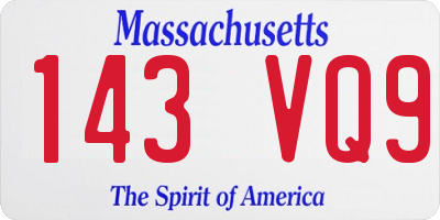 MA license plate 143VQ9
