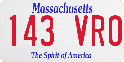 MA license plate 143VR0