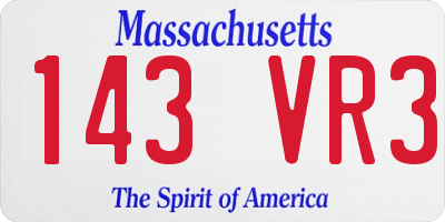 MA license plate 143VR3