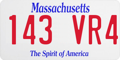 MA license plate 143VR4