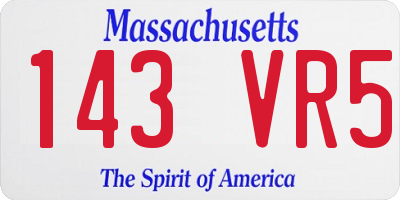 MA license plate 143VR5