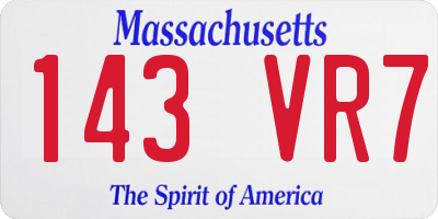 MA license plate 143VR7