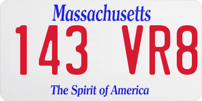 MA license plate 143VR8