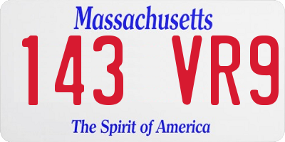 MA license plate 143VR9