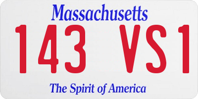 MA license plate 143VS1