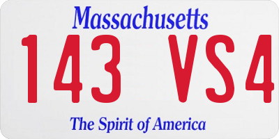 MA license plate 143VS4