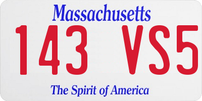 MA license plate 143VS5