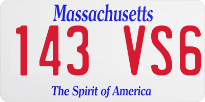 MA license plate 143VS6