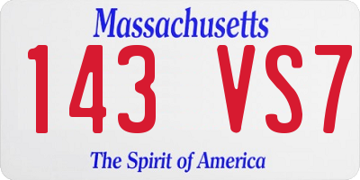 MA license plate 143VS7
