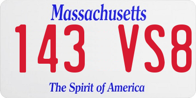 MA license plate 143VS8