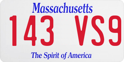 MA license plate 143VS9