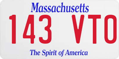 MA license plate 143VT0