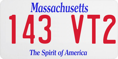 MA license plate 143VT2