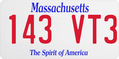 MA license plate 143VT3
