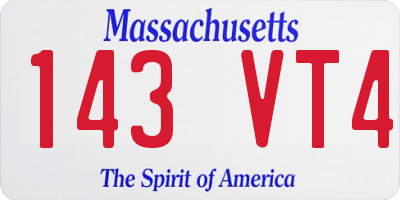 MA license plate 143VT4