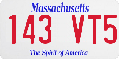 MA license plate 143VT5