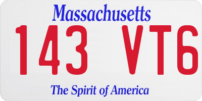 MA license plate 143VT6