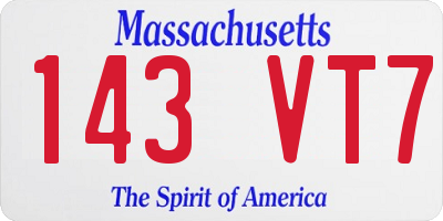 MA license plate 143VT7