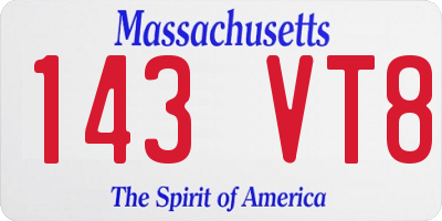 MA license plate 143VT8