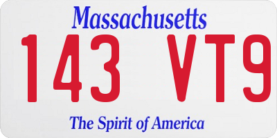 MA license plate 143VT9
