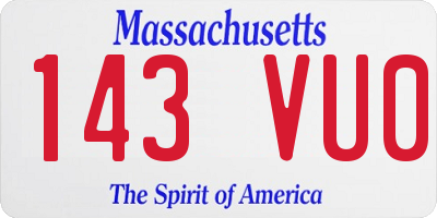 MA license plate 143VU0