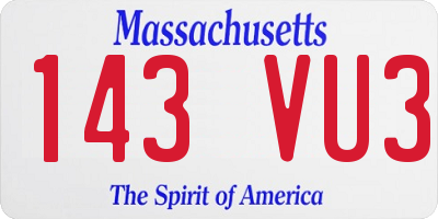 MA license plate 143VU3