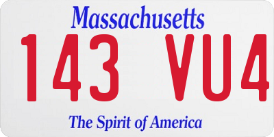 MA license plate 143VU4