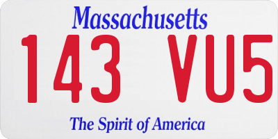 MA license plate 143VU5