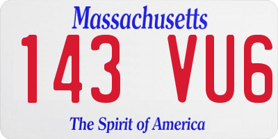 MA license plate 143VU6