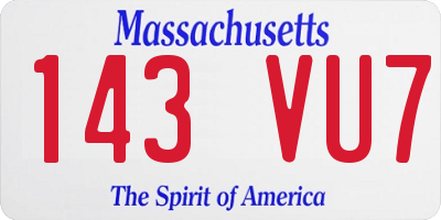 MA license plate 143VU7