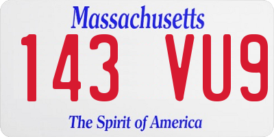 MA license plate 143VU9