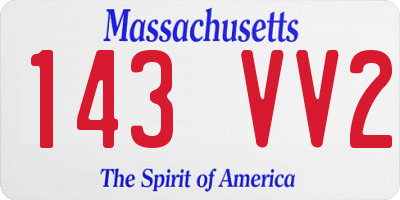 MA license plate 143VV2