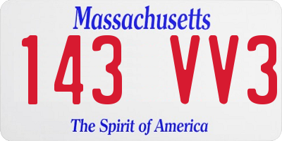 MA license plate 143VV3