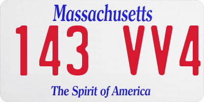 MA license plate 143VV4