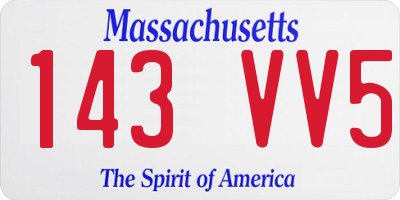 MA license plate 143VV5