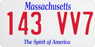 MA license plate 143VV7
